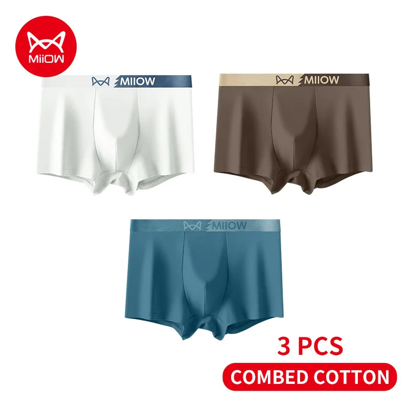 MiiOW Men's Cotton Underwear Set - Cozy Boxer Briefs