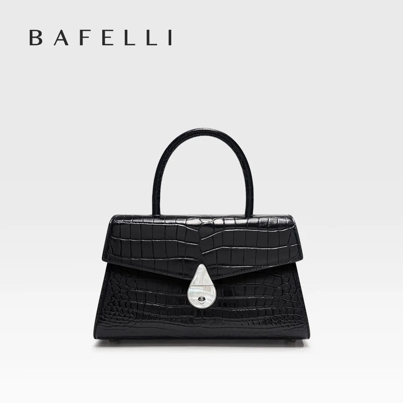 BAFELLI Crocodile-Pattern Leather Shoulder Bag