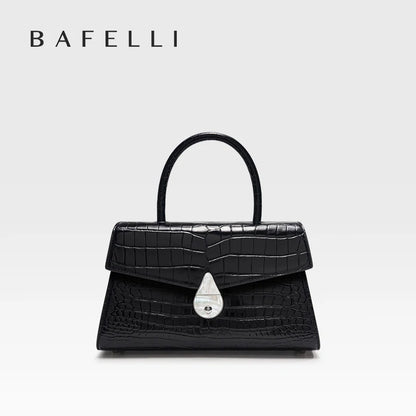 BAFELLI Crocodile-Pattern Leather Shoulder Bag