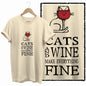 COOLMIND Beige Cat Graphic T-Shirt | Women's Relaxed Fit