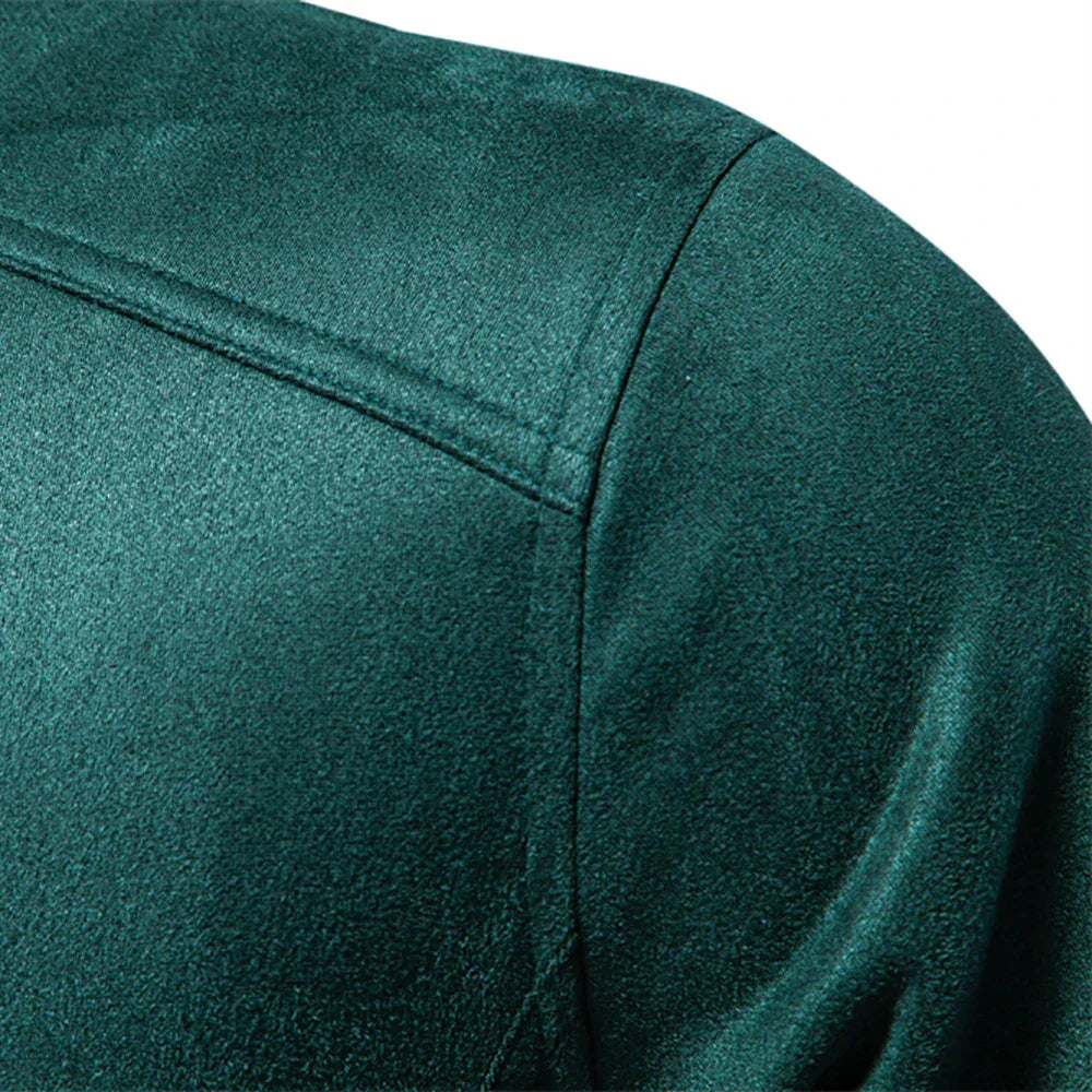 AIOPESON Men's Stand Collar Zip Suede Jackets - ShopHub