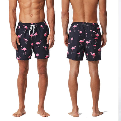 Men's summer beach print boardshorts by ShopHub NZ featuring surfing style, pockets, and a comfortable fit for swim and workout use.