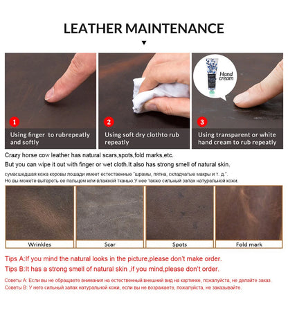 100% Crazy Horse Genuine Leather Men's Wallets - Rfid Card Holder