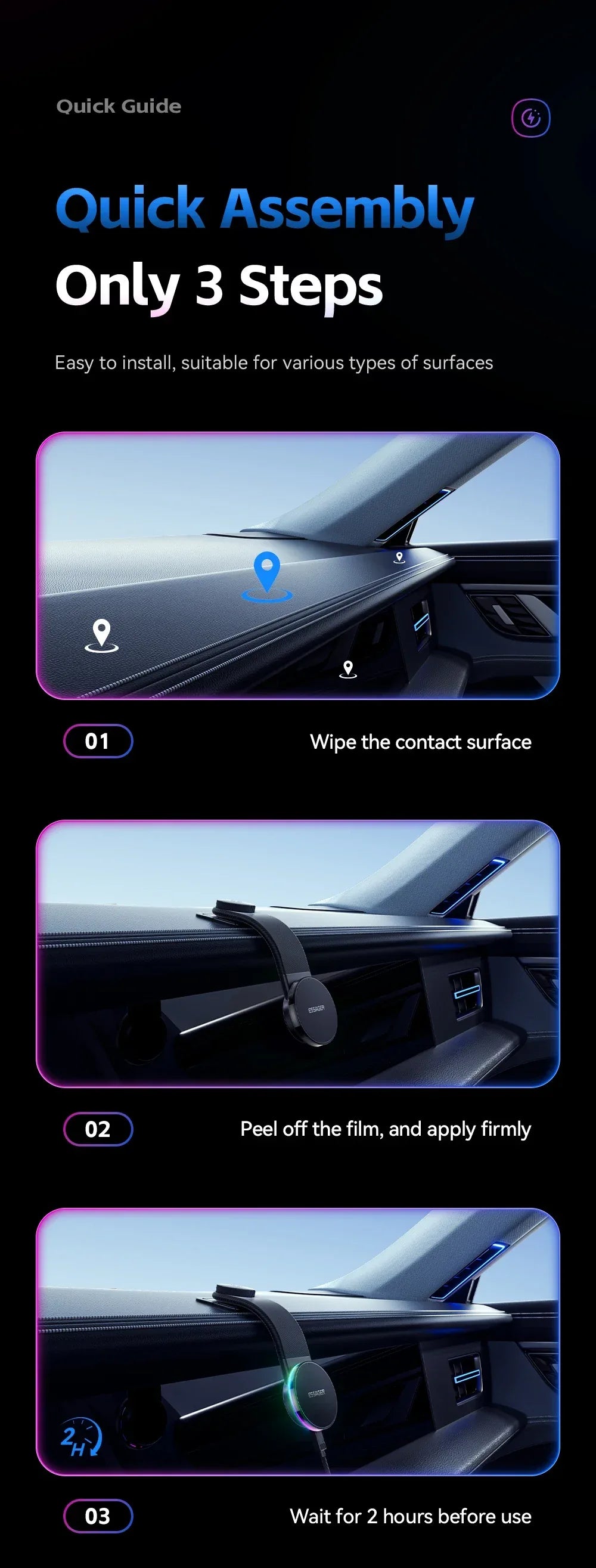 Essager 360° Free Rotation Magnetic Car Phone Holder and LED 15W Wireless Charger Stand - ShopHub