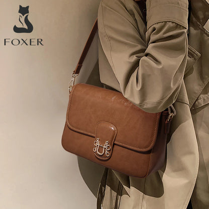 FOXER Split Cowhide Leather Crossbody Bag