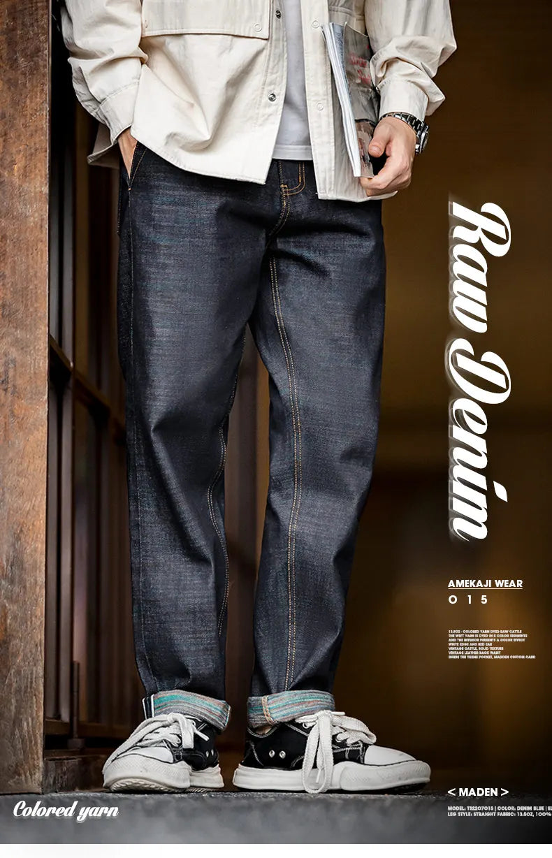 Maden Vintage 13.5oz Heavyweight Coloured Selvedge Raw Denim Jeans