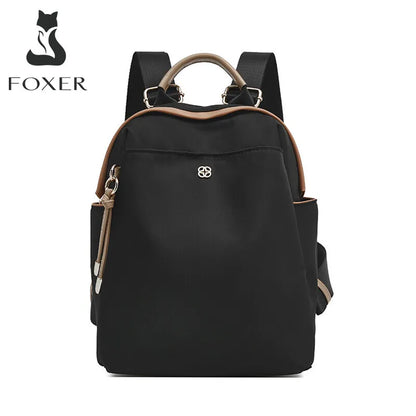 FOXER 2026 New Women's Backpack Soft Cloth Lady Fashion Shoulder Bag Lightweight Anti-theft Large Capacity Commuter Travel Bag