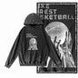 Courtside Basketball Graphic Acid-Washed Black Hoodie