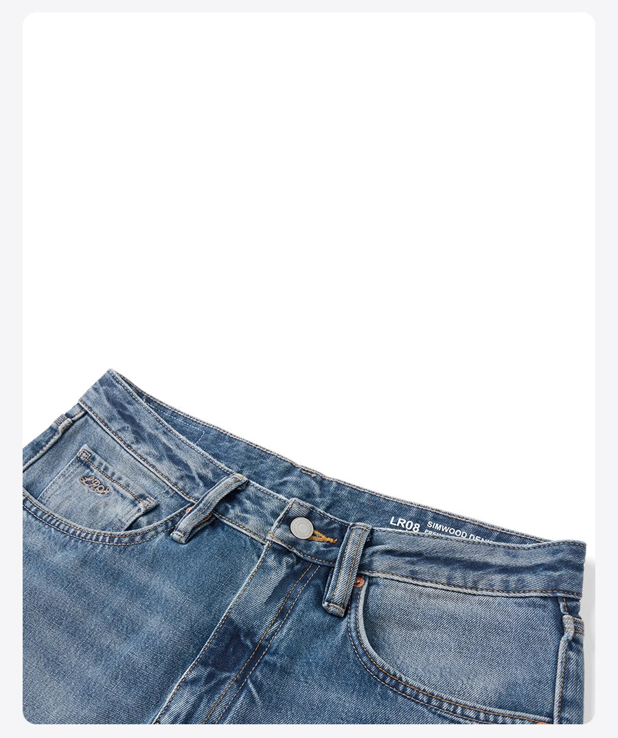 SIMWOOD 2026 Autumn New Loose Relax 13.5oz Heavyweight Washed Vintage Jeans Men Denim Pants Retro  Streetwear