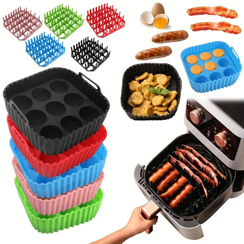 Premium Silicone Air Fryer Set - 9-Hole Cake Mold