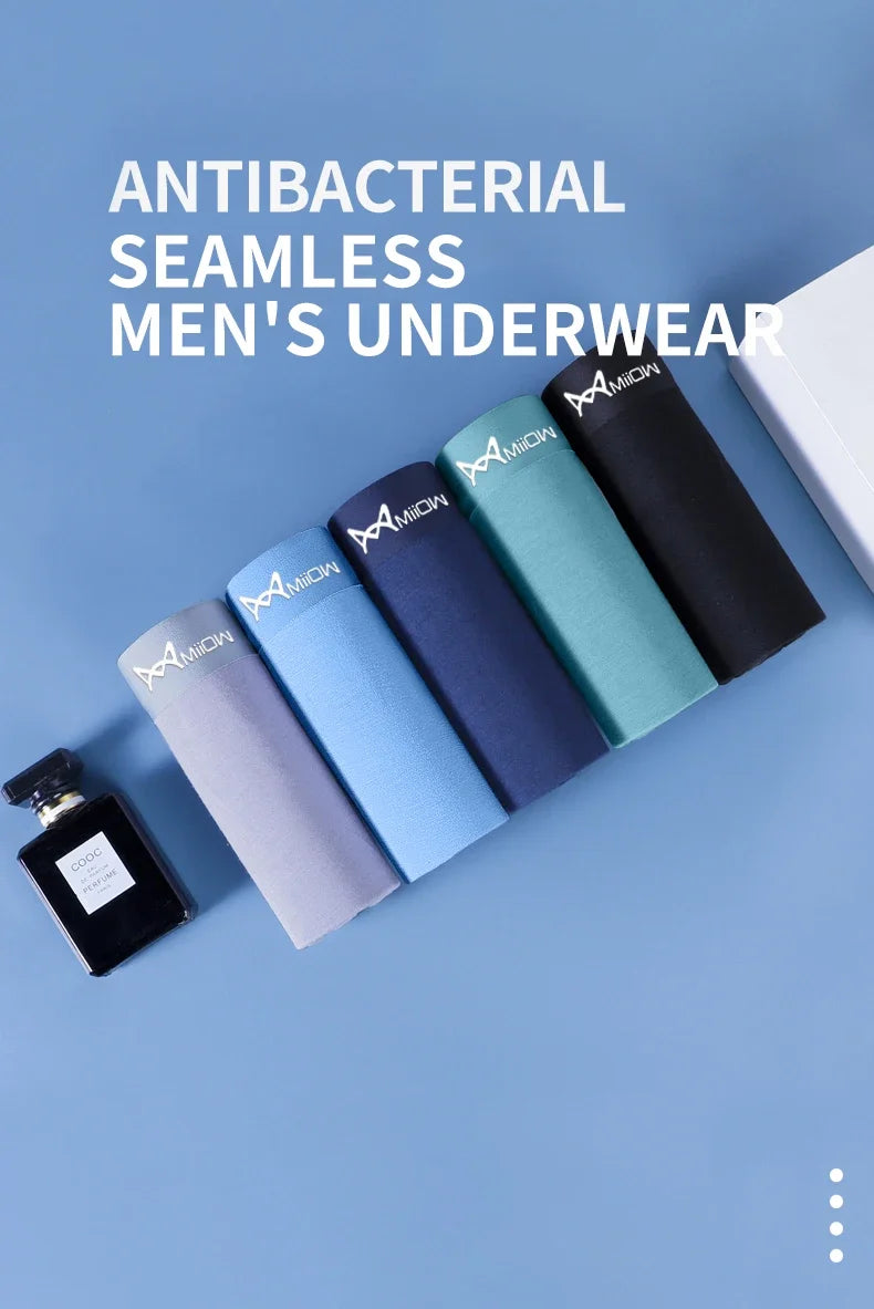 MiiOW Men's Modal Underwear - 3Pcs Graphene Antibacterial Boxer with Seamless Cuffs
