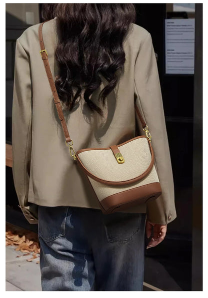 FOXER 2026 New Women's Handbag PVC Leather Lady Bucket Bag Fashion Shoulder Bag Light Luxury Best Gift for Wife,Lover