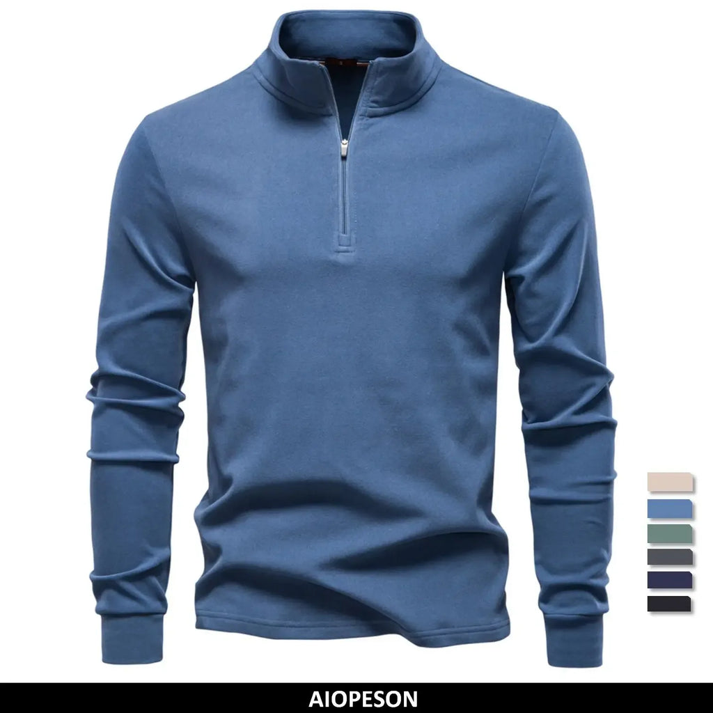 AIOPESON Solid Colour Zipper Sweatshirts - ShopHub