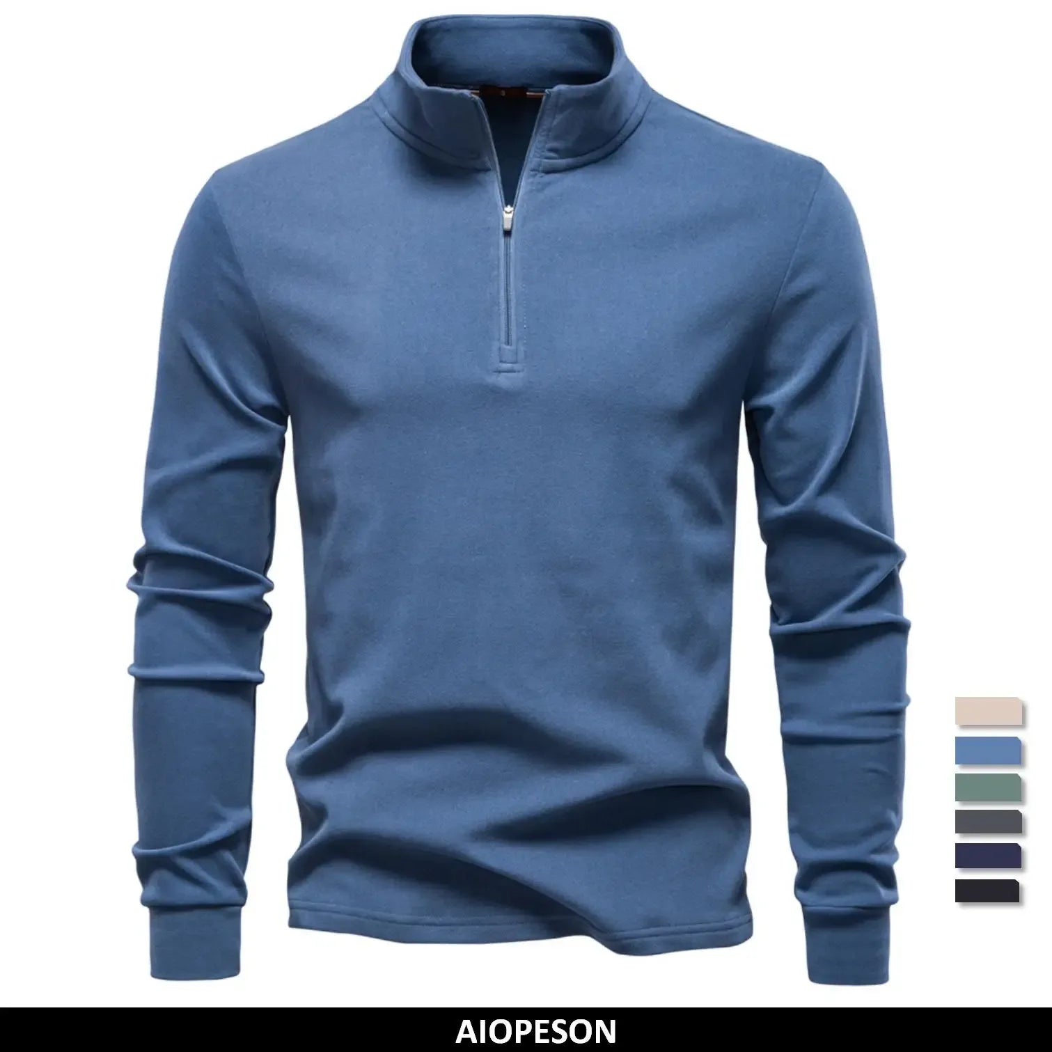 AIOPESON Solid Colour Zipper Sweatshirts - ShopHub