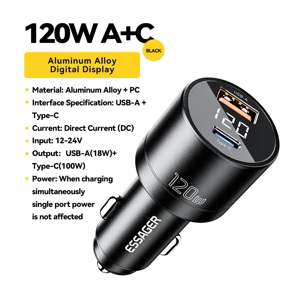 Essager 120W PD Car Charger - ShopHub