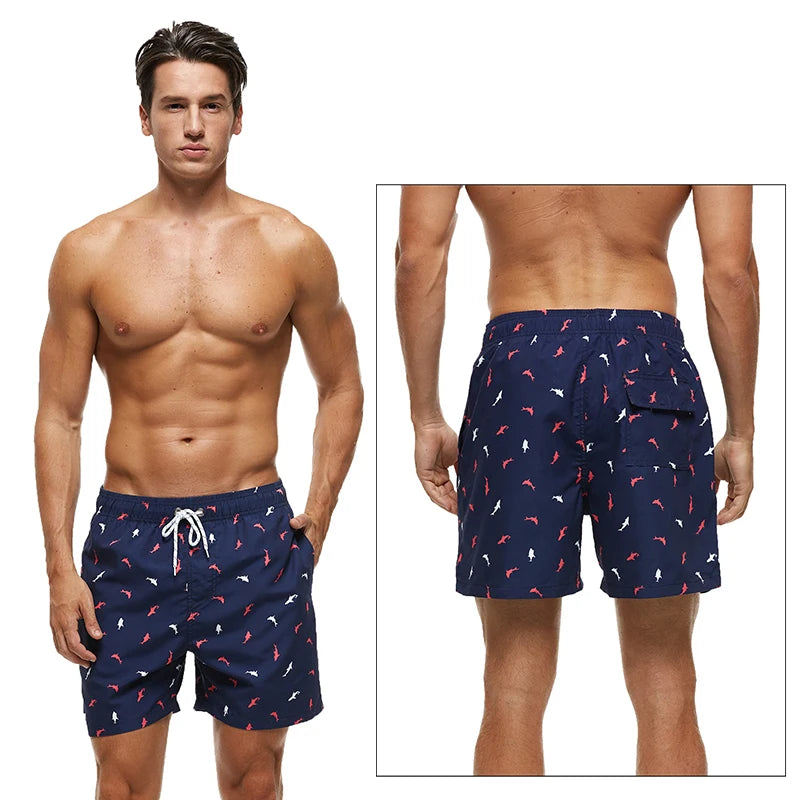 Men's ShopHub NZ summer boardshorts with quick-dry polyester, breathable mesh liner, suited for gym and beach activities.