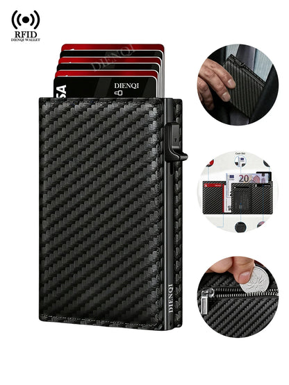 DIENQI Magnetic RFID Wallet – Carbon Fiber Design
