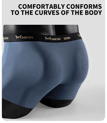 MiiOW 3Pcs Men's Antibacterial Boxer Underwear - Cotton Breathable Mesh Crotch Plus Size Boxershorts