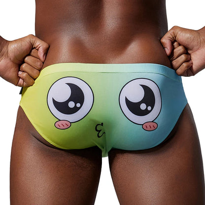 SEOBEAN Men's Trendy Triangle Underpants Sexy Tight Cartoon Style Gradient U Convex Pouch Tight Fit Pants