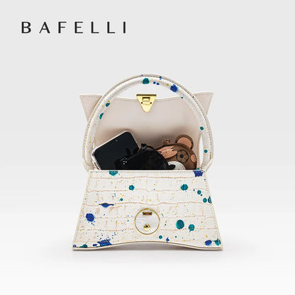 BAFELLI Floral Genuine Leather Half-Moon Bag
