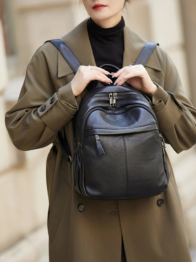 ZOOLER First Layer Genuine Leather Women Leather Backpack Black Travel Computer School Bags College Girl Hot#SC1728