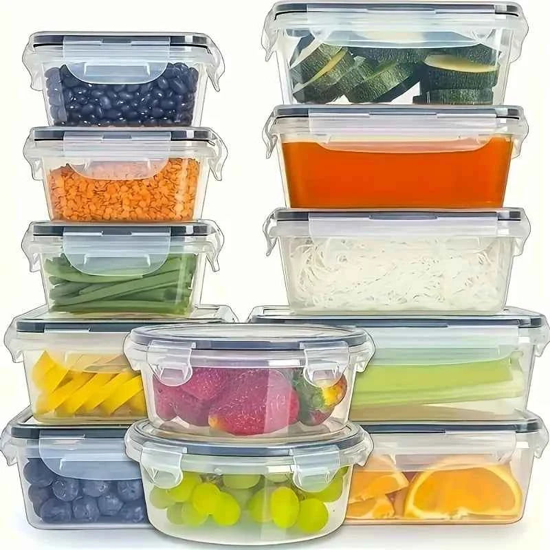 4-Piece Food Storage Containers Set with Lids, Airtight for Fruits Vegetables Pasta Kitchen Organization