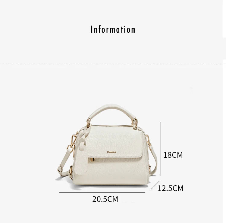 FOXER Elegant Women's Handbag In Genuine White Leather