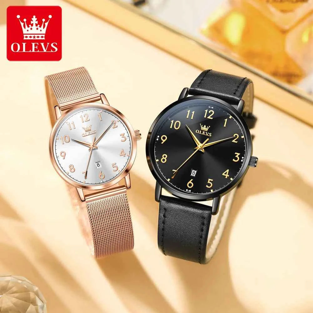 OLEVS 5653 Quartz Watch for Men and Women - Simple Original Waterproof Luminous Automatic Date Couple Gifts Reloj