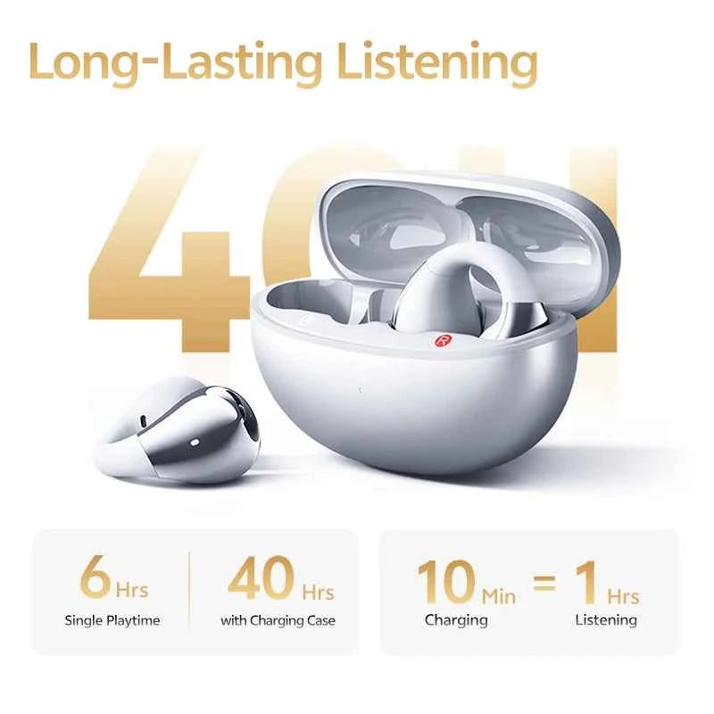 QCY Crossky C30S Wireless Earphones - Hi-Res LDAC Open Ear Clip-On Bluetooth 6.0 Sports Headphones with 40H Battery Life