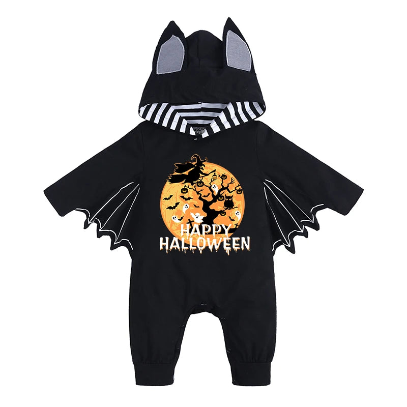 Kids Tales Batty Boo Cotton-Blend Halloween Baby Romper