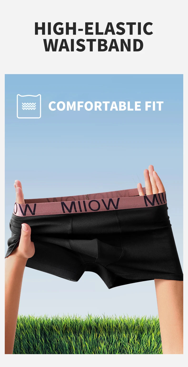 MiiOW Men's Cotton Underwear - 3Pcs Antibacterial Boxers