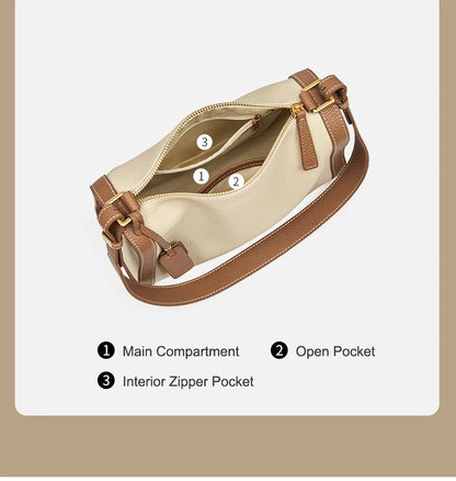 Women's Cowhide Leather Shoulder Bag Vintage Soft Messenger Handbag Fashion Crossbody Bags Female Underarm Bag DF900083S