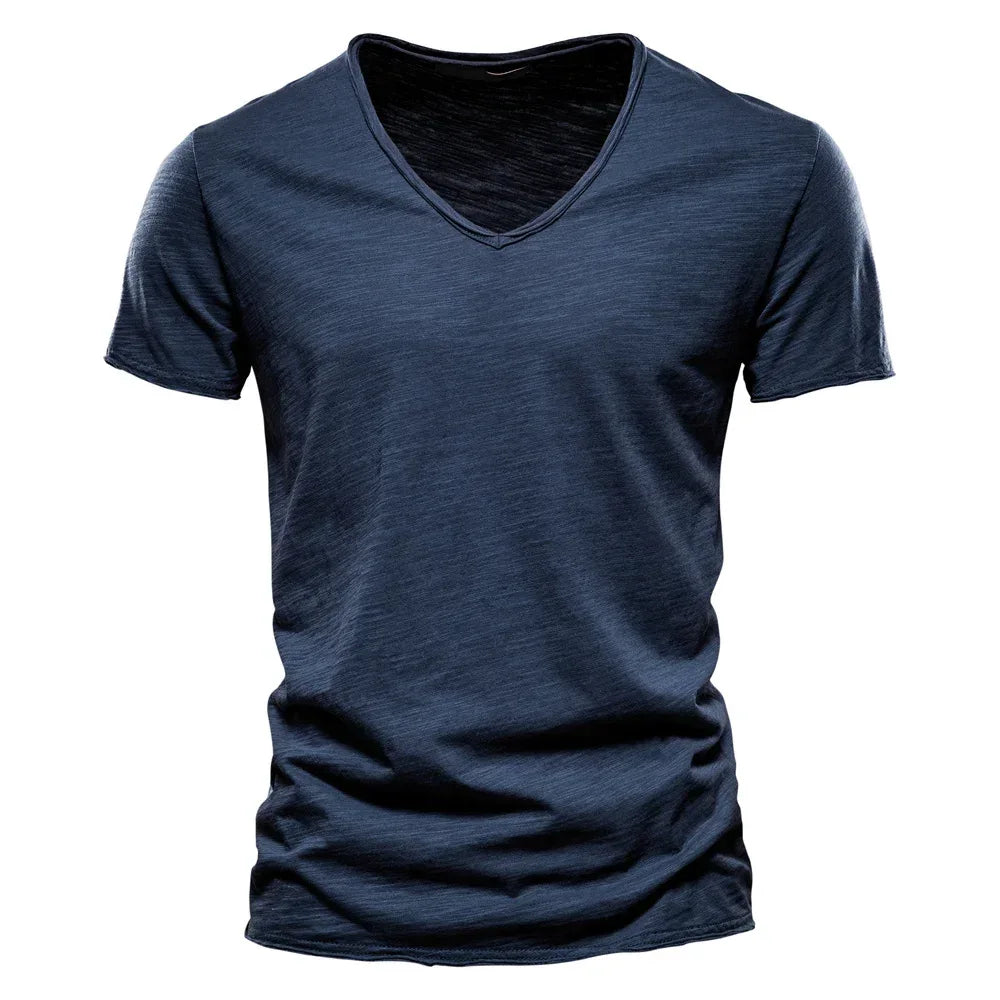 AIOPESON 100% Cotton Men's V-Neck T-Shirts - ShopHub