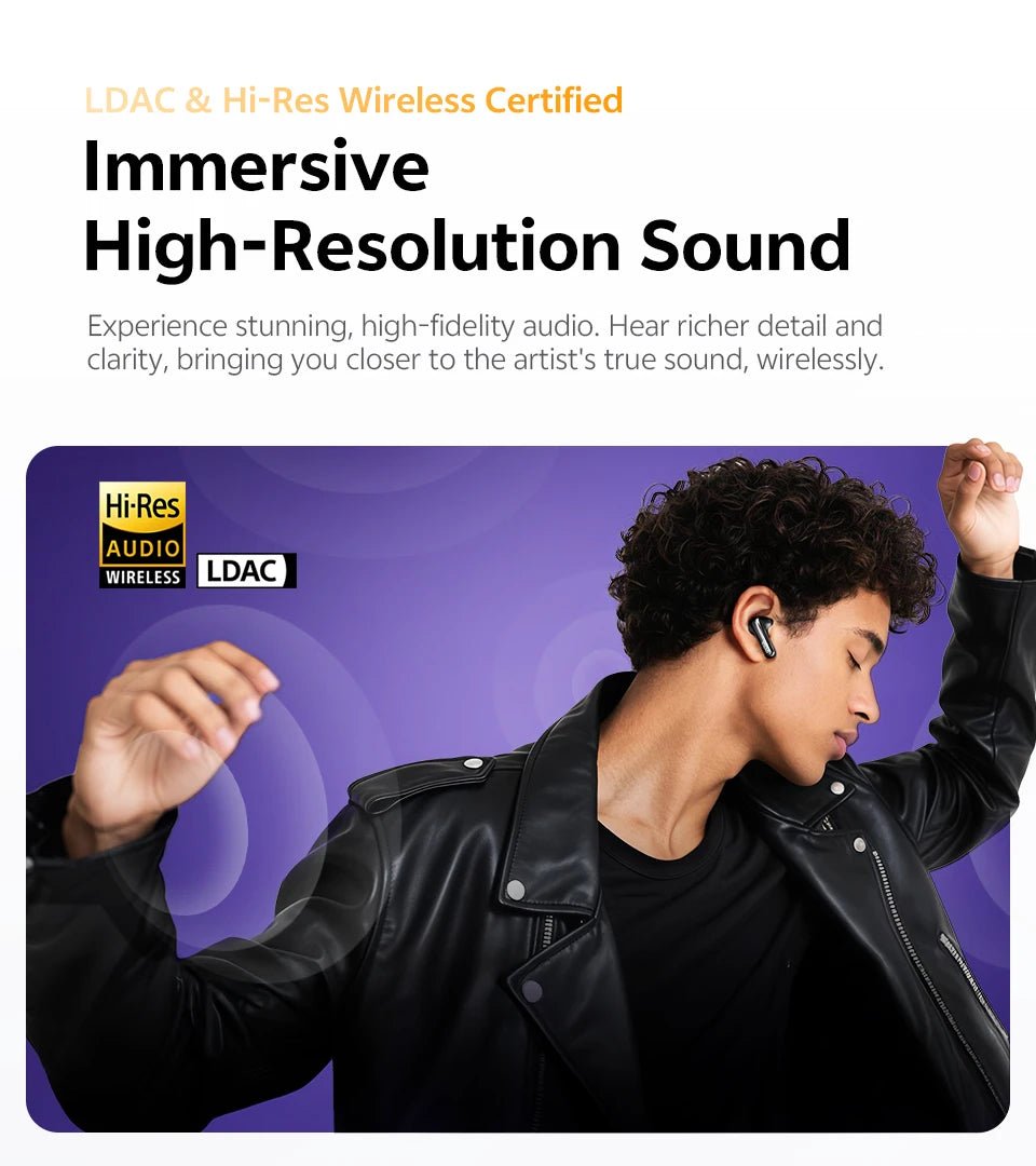 QCY MeloBuds N70 Wireless Earphones with Hybrid Adaptive ANC, Hi-Res Sound, and 50Hrs Battery Life