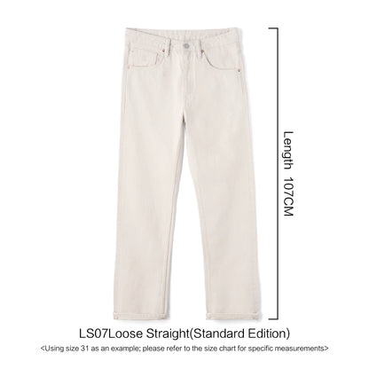 SIMWOOD High Standard 2026 Autumn Winter New Loose Straight 15oz Heavyweight White Selvedge Jeans Men Plus Size Denim Pants