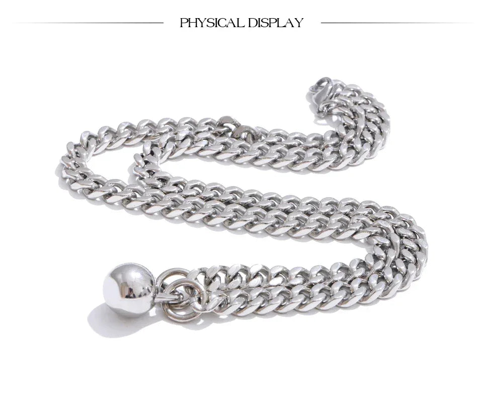 60cm High Quality Stainless Steel Chain Dumbbell Pendant Drop Necklace - ShopHub