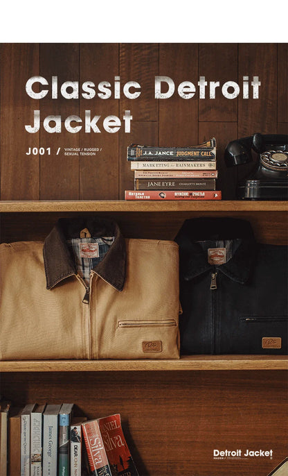 Maden Retro Canvas Detroit Hunting J001 Jacket Heavyweight Pocket Work Jacket Lapel Collar Zipper Coat for Men's Spring and Fall