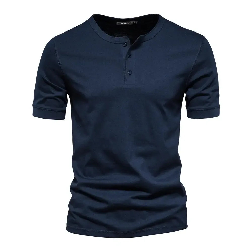 AIOPESON 100% Cotton Henley Collar T-Shirts - ShopHub