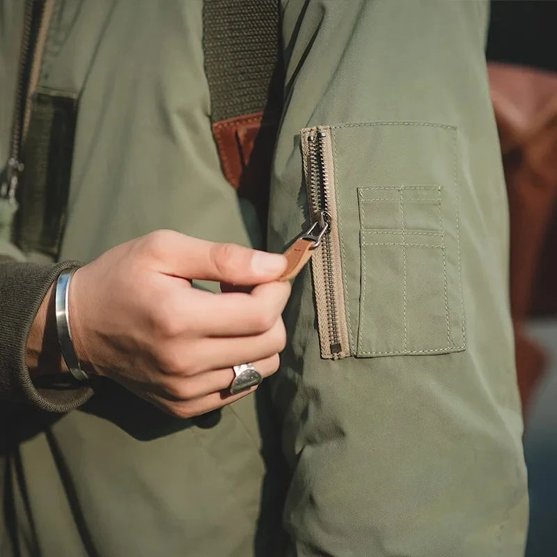 MADEN Panelled MA-1 Bomber Jacket | Blue or Military Green