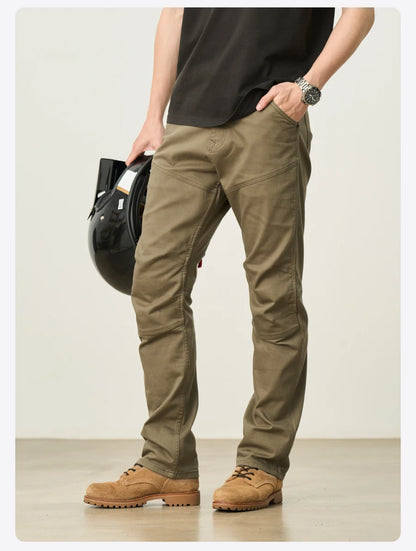 SIMWOOD 2026 Spring New Draping Motorcycle Riding Jeans Men 10oz Fashion Denim Trousers
