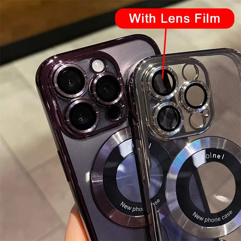 QIXTWO Luxury Plating Hollow MagSafe Magnetic Wireless Charge Case - ShopHub