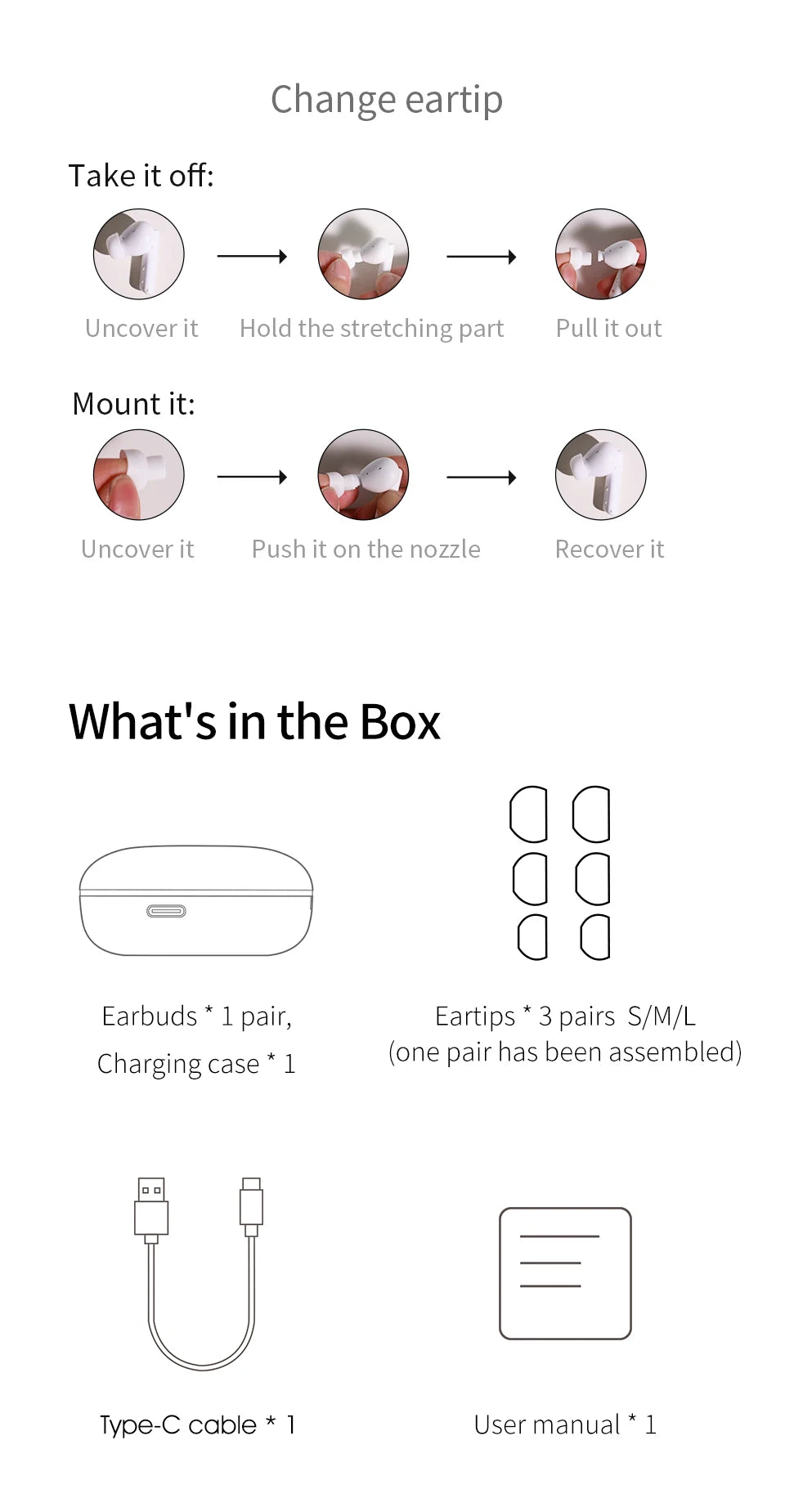 QCY HT05 ANC Wireless Earbuds - TWS Bluetooth 5.2 with 40dB Active Noise Cancellation and In-Ear Mics