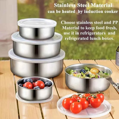 5-Piece Stainless Steel Food Containers Set