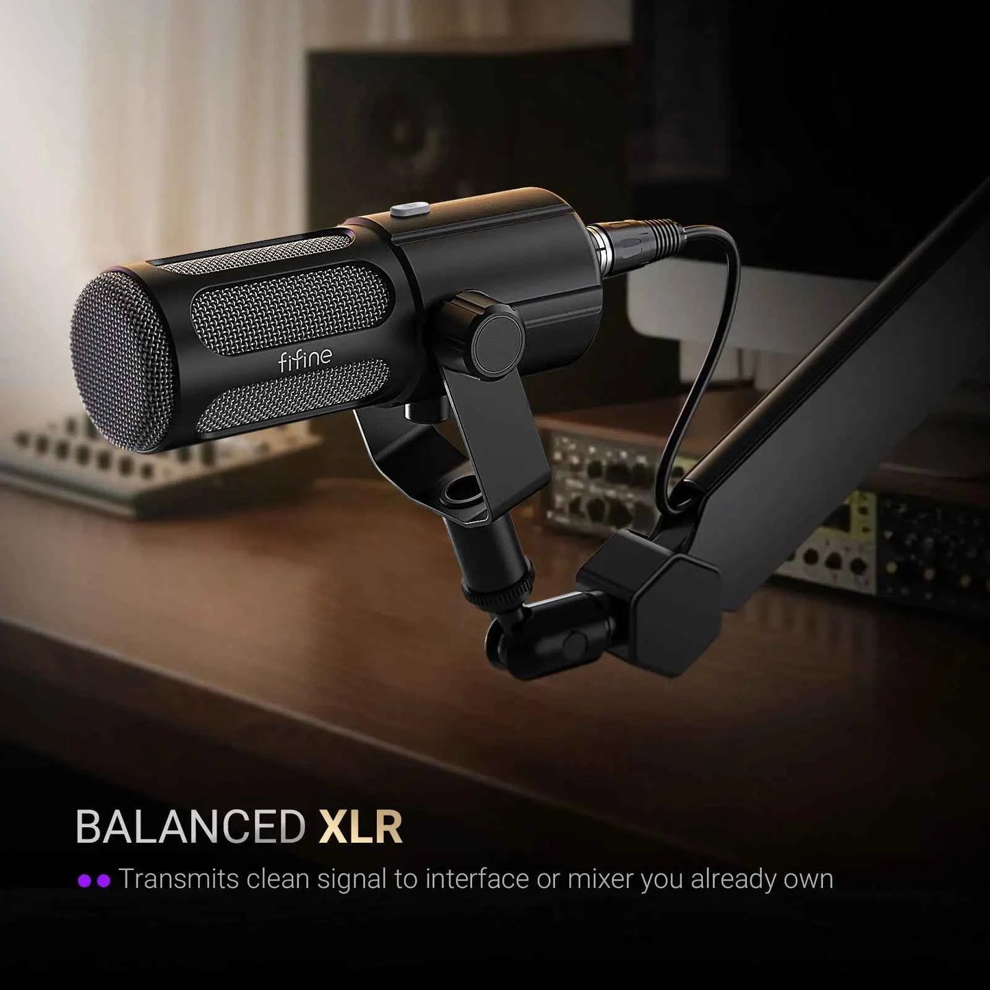 FIFINE USB/XLR Vocal Dynamic Podcast Microphone for Streaming, Recording, Broadcast,Studio Mic for PC with Mute Button-TANK6