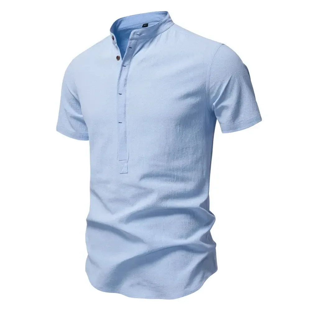 AIOPESON Men's Short Sleeve Linen Shirts - ShopHub