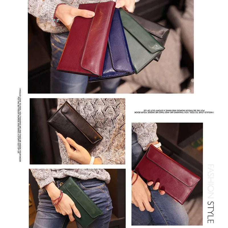 DIENQI W1606A1 Cow Leather Long Wallet