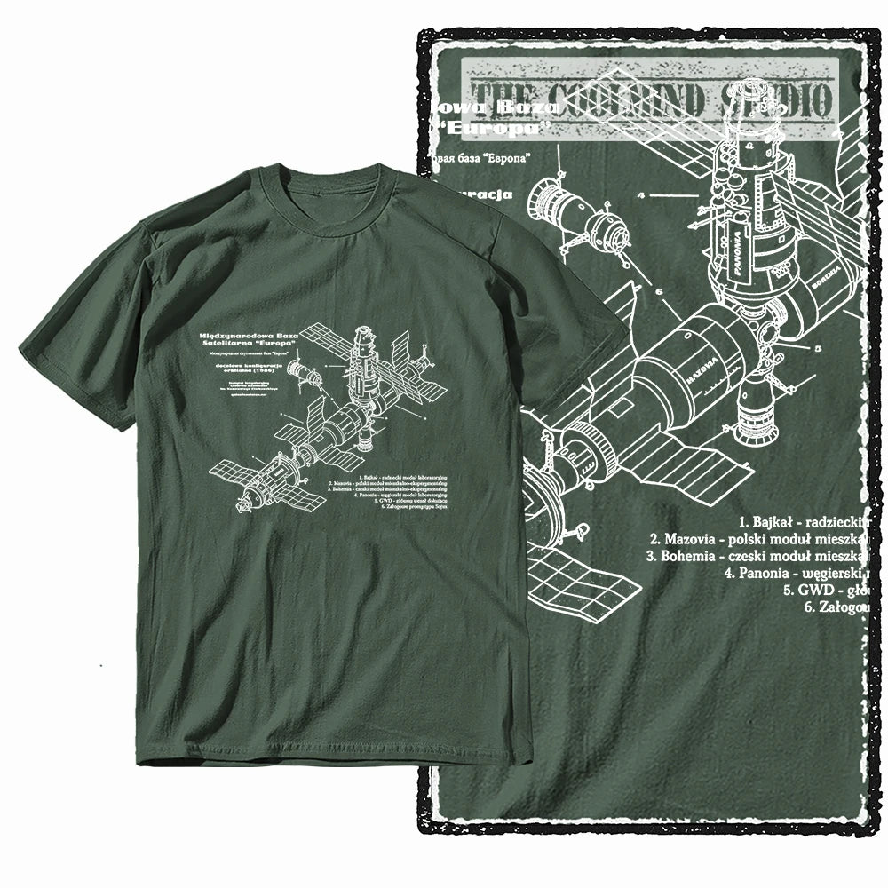 COOLMIND Z1149 Space Station Graphic Cotton Tee
