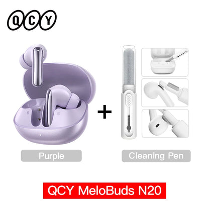 QCY MeloBuds N20 Earphones - Wireless Bluetooth 6.0 with 13mm Drivers and 50dB Adaptive Hybrid Noise Cancelling, 40Hrs Battery Life - ShopHub