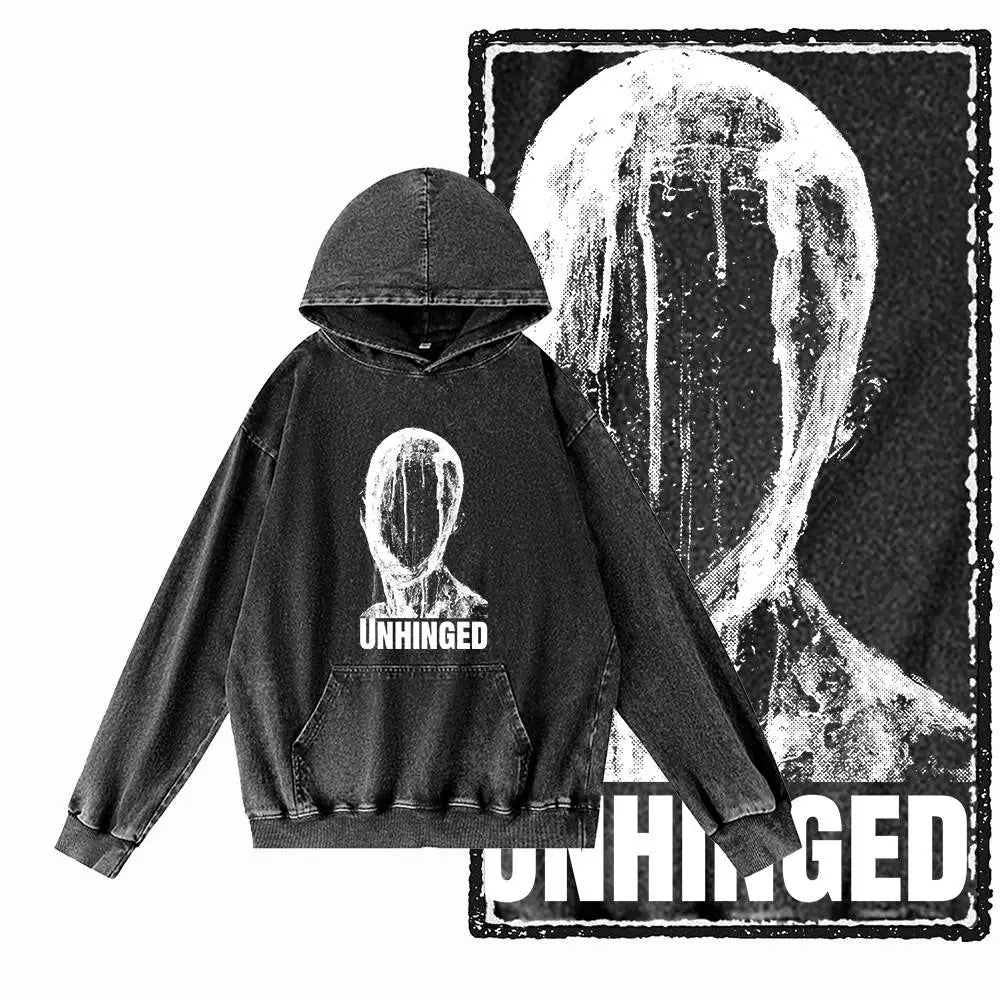 COOLMIND G20 Acid-Washed Black Graphic Hoodie