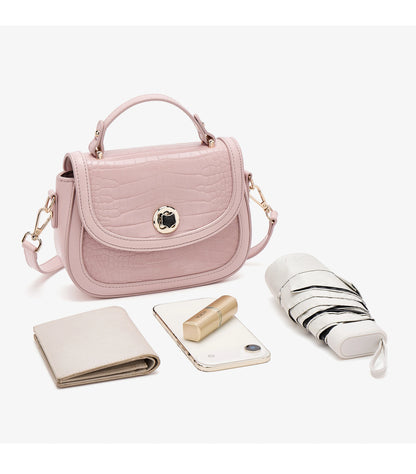 FOXER Chic Luxury Shoulder Bag for Women PU Leather Pink Top‑handle Handbag Fashion Ladies Crossbody Purse for Daily Dating